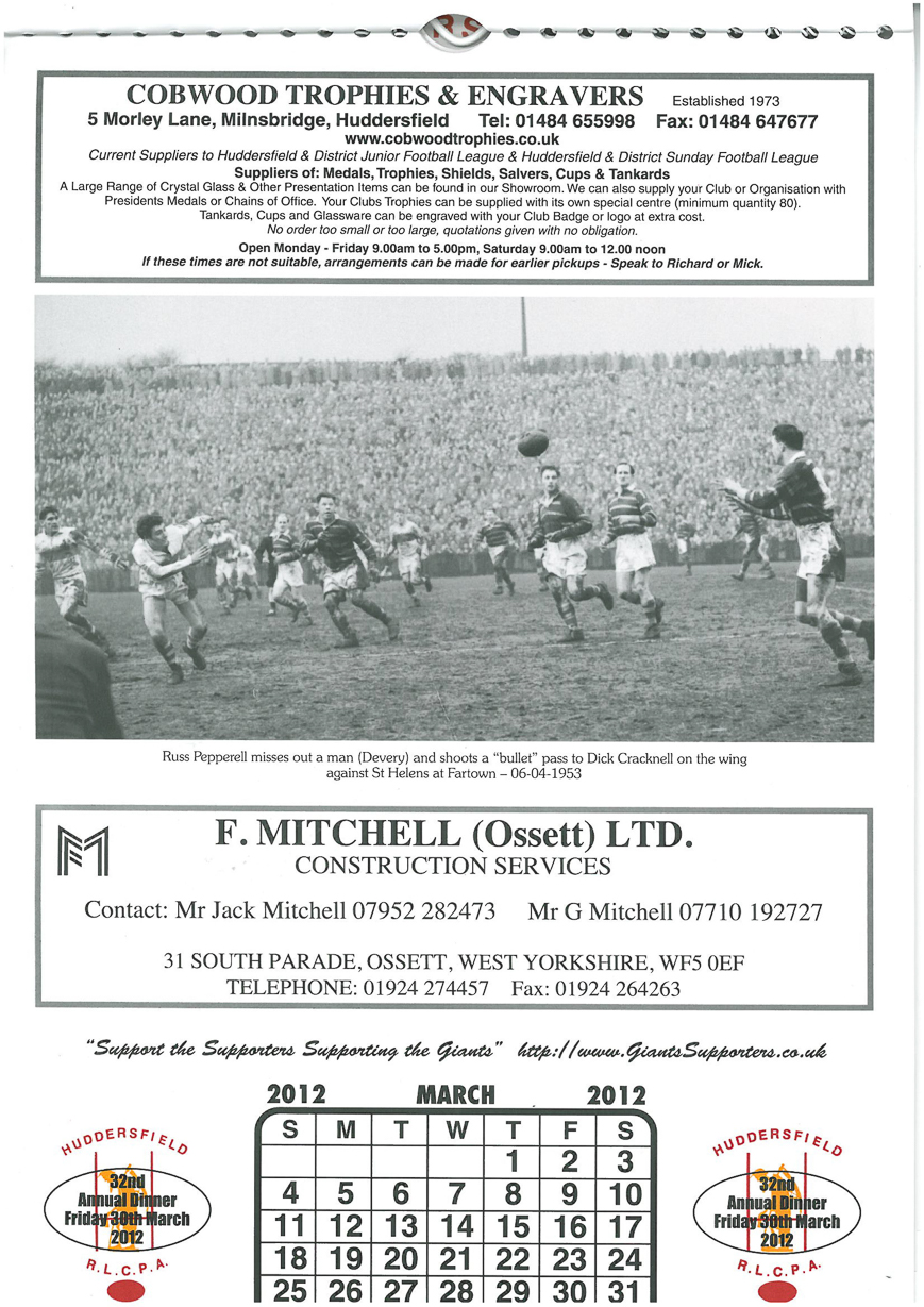 Russ Pepperell v St Helens 1953 copy